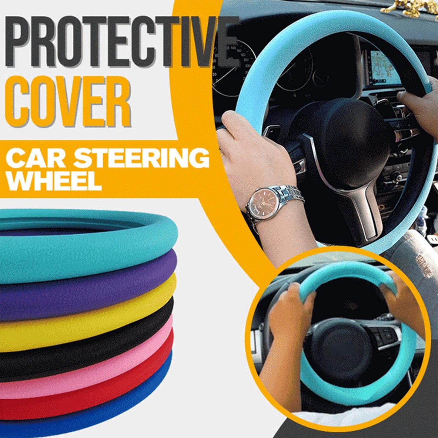 Soft Silicone Car Steering Wheel Cover Non-Slip Car Decoration Steering Wheel Cover
